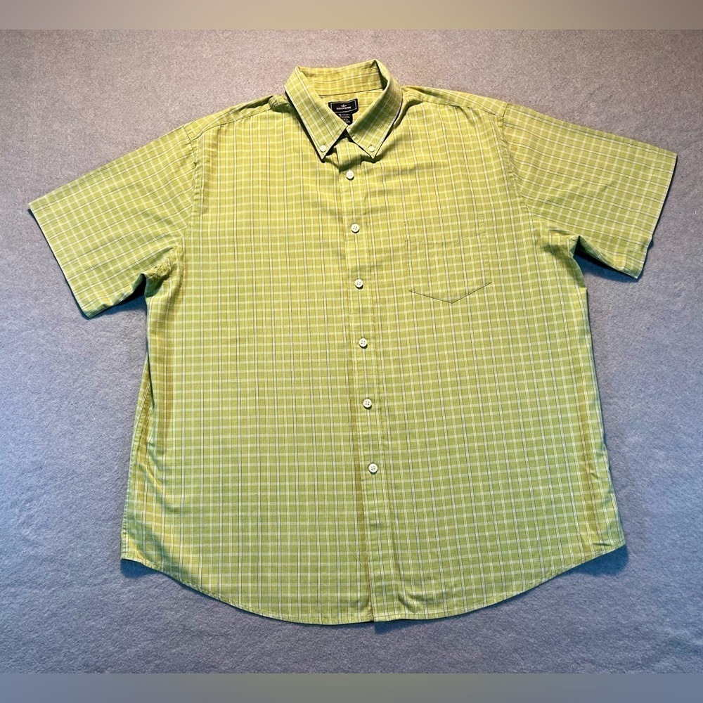 Dockers Men’s XL Green Plaid Short Sleeve Shirt Cotton Blend Button Up